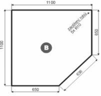 Plech pod kamna čtverec seříznutý 110/110cm tl. 2 mm Romotop